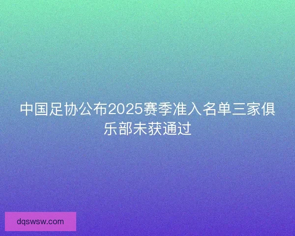 中国足协公布2025赛季准入名单三家俱乐部未获通过